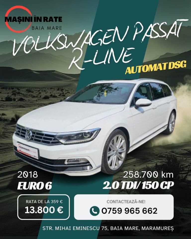 Volkswagen Passat R-Line 2018 second hand – Mașini în Rate Baia Mare